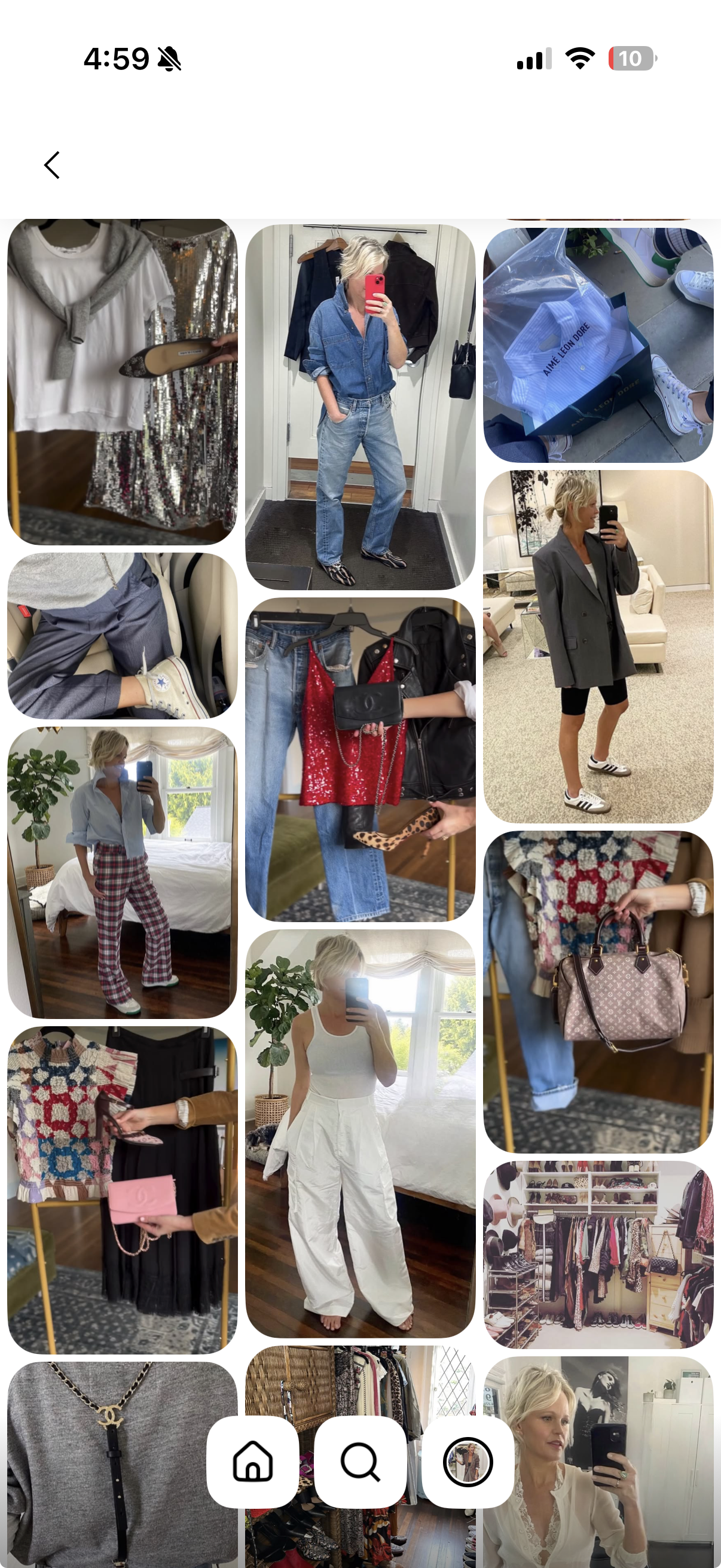 A three-column styling collage combining outfit combinations, wardrobe details, accessories, and product moments.